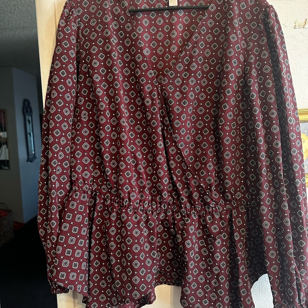 Michael Kors Burgundy Patterned Blouse